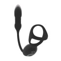 Vibrating and Thrusting Silicone Tri O Cockring with Prostate Stimulator - Black Levelz by Shots