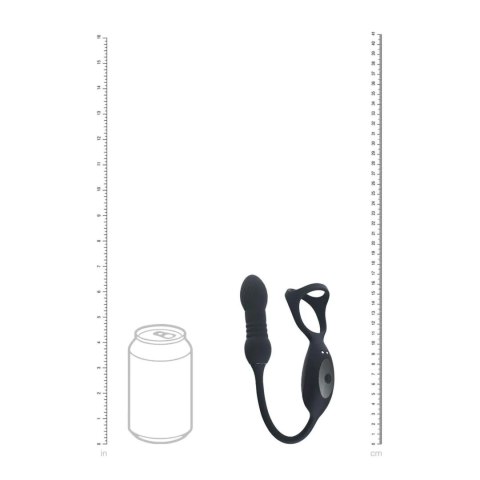 Vibrating and Thrusting Silicone Tri O Cockring with Prostate Stimulator - Black Levelz by Shots