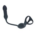 Vibrating and Thrusting Silicone Tri O Cockring with Prostate Stimulator - Black Levelz by Shots