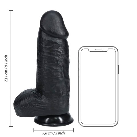 Extra Thick Straight with Balls 23 cm - Black RealRock