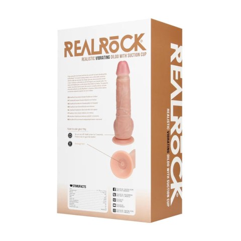 Vibrating Regular Straight Cock with Balls - 23 cm - Flesh RealRock