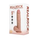 Vibrating Regular Straight Cock with Balls - 23 cm - Tan RealRock