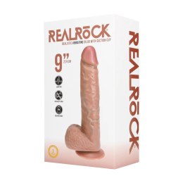 Vibrating Regular Straight Cock with Balls - 23 cm - Tan RealRock