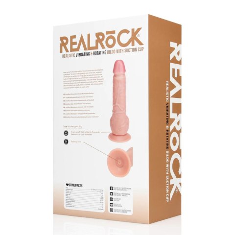 Vibrating and Rotating Straight Cock with Balls - 8 / 20,5 cm - Flesh RealRock