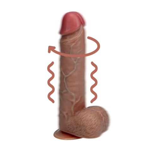 Vibrating and Rotating Straight Cock with Balls - 8" / 20,5 cm - Tan RealRock