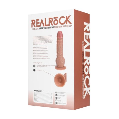 Vibrating and Rotating Straight Cock with Balls - 8" / 20,5 cm - Tan RealRock