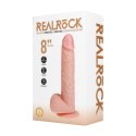 Vibrating and Thrusting Straight Cock with Balls - 8" / 20,5 cm - Flesh RealRock