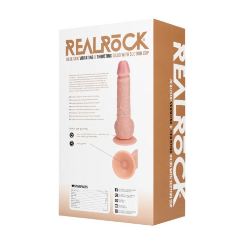 Vibrating and Thrusting Straight Cock with Balls - 8" / 20,5 cm - Flesh RealRock
