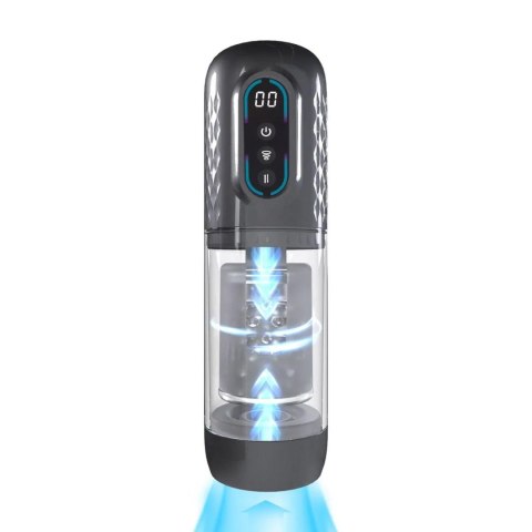 Vortex - Suction Rotation and Thrusting Masturbator Pump - Gun Metal Pumped