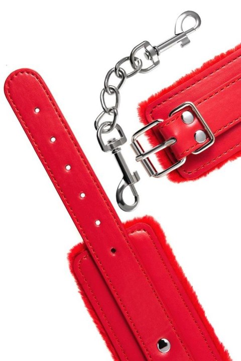 Anonymo handcuffs, PU leather, red, 27 cm Anonymo by TOYFA