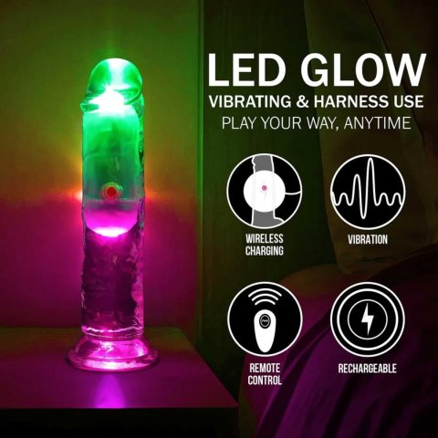 LED Vibrating Straight Cock - 15 cm - Transparent RealRock