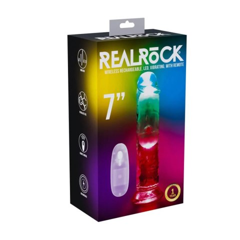 LED Vibrating Straight Cock - 18 cm - Transparent RealRock