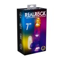 LED Vibrating Straight Cock with Balls - 7" / 18 cm - Transparent RealRock