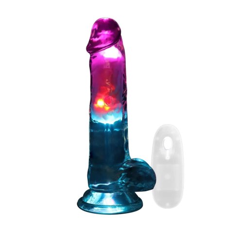 LED Vibrating Straight Cock with Balls - 7" / 18 cm - Transparent RealRock