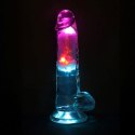 LED Vibrating Straight Cock with Balls - 7" / 18 cm - Transparent RealRock