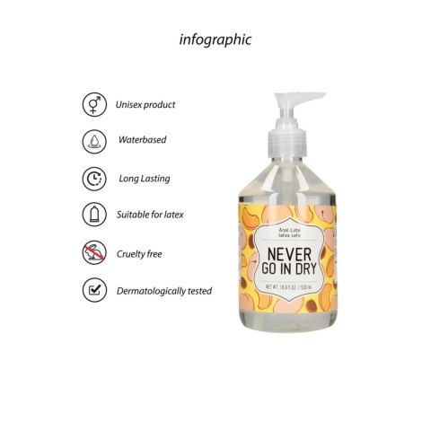 Never Go In Dry - Waterbased Anal Lubricant - 500 ml S-Line