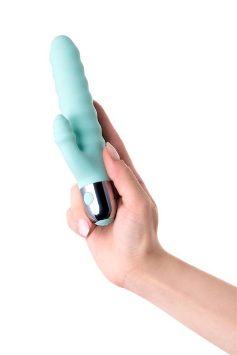 Relief vibrator with clitoral stimulation Flovetta Flax, silicone, mint, 17.5 cm Flovetta