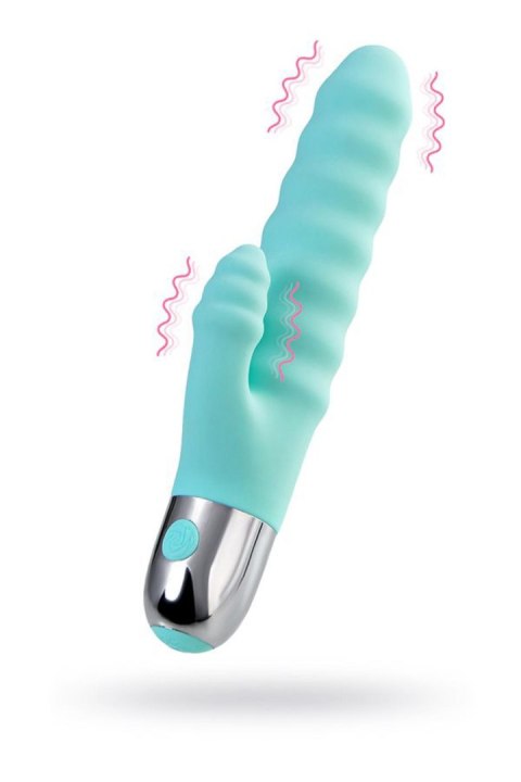 Relief vibrator with clitoral stimulation Flovetta Flax, silicone, mint, 17.5 cm Flovetta