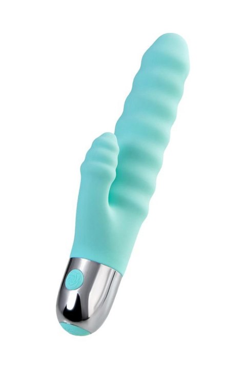 Relief vibrator with clitoral stimulation Flovetta Flax, silicone, mint, 17.5 cm Flovetta