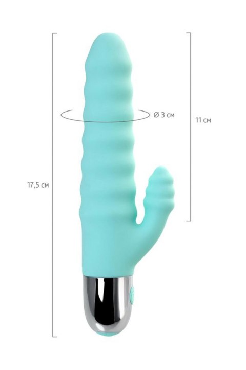 Relief vibrator with clitoral stimulation Flovetta Flax, silicone, mint, 17.5 cm Flovetta