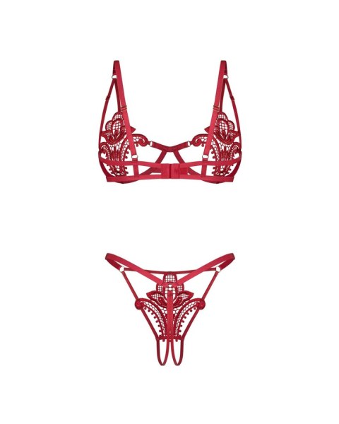 Luise Sublim Red komplet 2-częściowy otwarty L/XL Obsessive