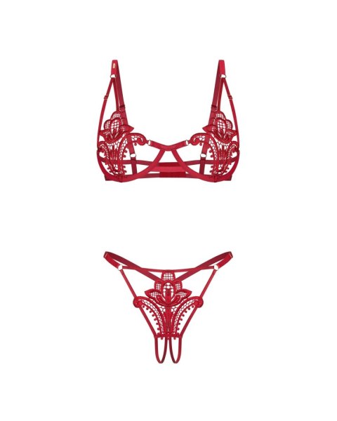Luise Sublim Red komplet 2-częściowy otwarty S/M Obsessive