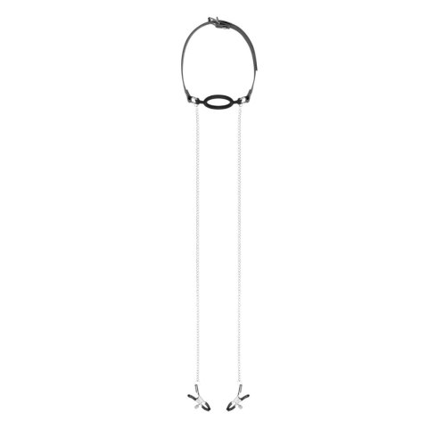 Bedroom Fantasies - Nipple Clamps & Silicone Gag Ring Black Bedroom Fantasies