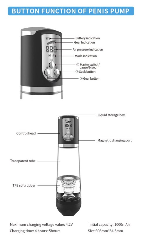 Pompka- LUXURY PUMP, PREMIUM RECHARGEABLE AUTOMATIC WATERPROOF PUMP B - Series Power
