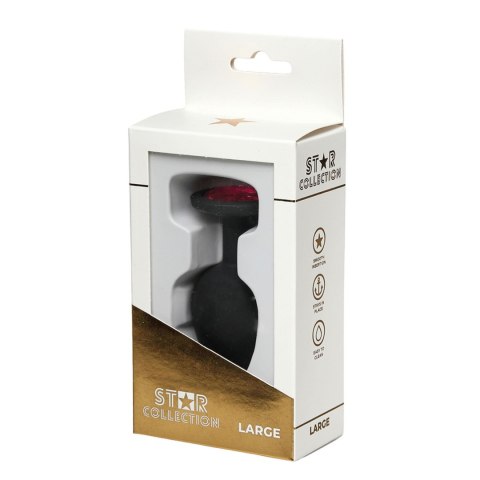 Star Collection - Black Silicone Anal Plug L - Pink Stone Star Collection