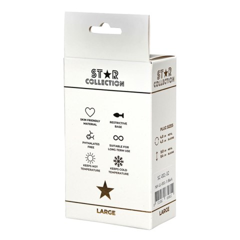 Star Collection - Black Silicone Anal Plug L - Pink Stone Star Collection