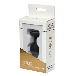 Star Collection - Black Silicone Anal Plug M - Clear Stone Star Collection