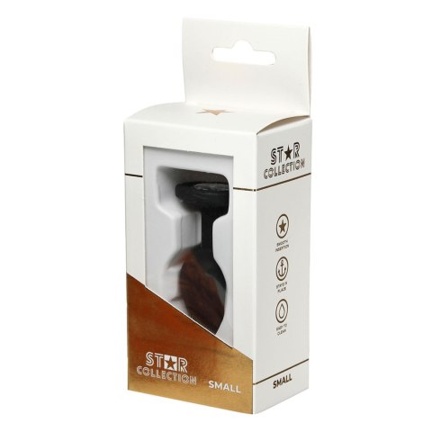 Star Collection - Black Silicone Anal Plug S - Clear Stone Star Collection