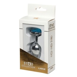 Star Collection - Silver Metal Anal Plug L - Light Blue Stone Star Collection