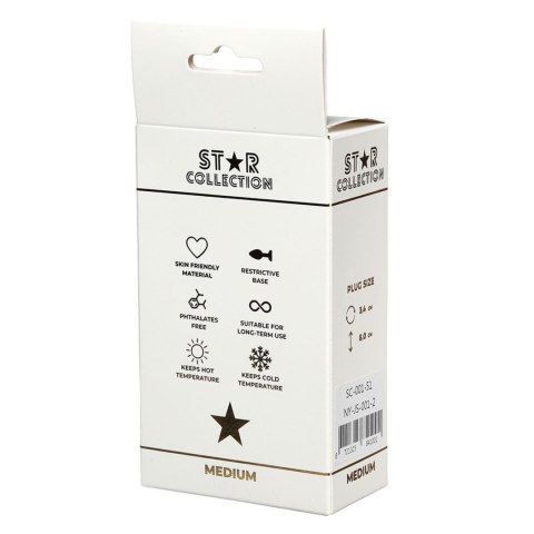 Star Collection - Silver Metal Anal Plug M - Clear Stone Star Collection