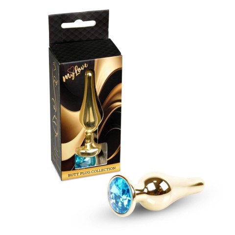 MyLove Toys - Jewellery Gold BUTT PLUG- Light Blue MyLove Toys