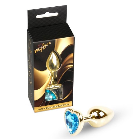 MyLove Toys - Jewellery Gold Heart PLUG- Light Blue MyLove Toys