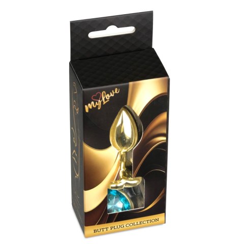 MyLove Toys - Jewellery Gold Heart PLUG- Light Blue MyLove Toys