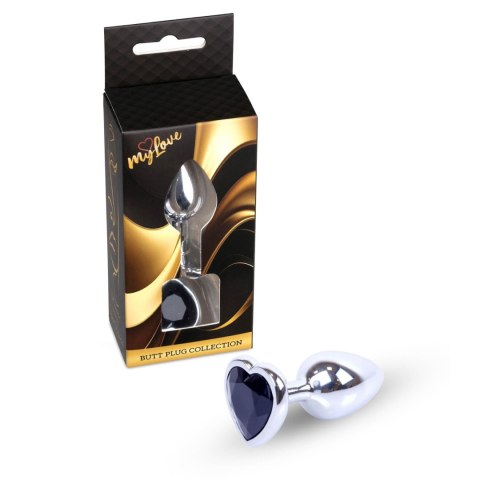 MyLove Toys - Jewellery Silver Heart PLUG- Black MyLove Toys