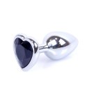 MyLove Toys - Jewellery Silver Heart PLUG- Black MyLove Toys