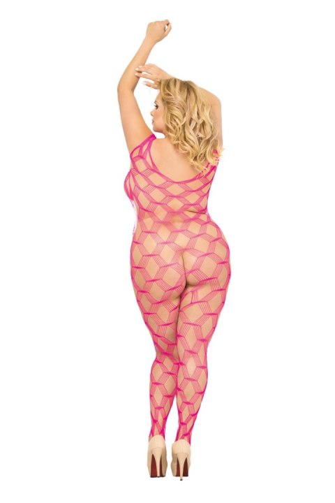 Bodystocking różowe siatka XL-3XL SoftLine Collection