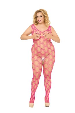 Bodystocking różowe siatka XL-3XL SoftLine Collection