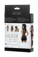 Glossy Shiny Wetlook dress with a lace MICHELLE - black M Glossy