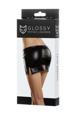 Glossy Shiny Wetlook skirt CAMREN - black XL Glossy