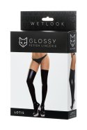 Glossy Shiny Wetlook stockings LOTIS - black XL Glossy