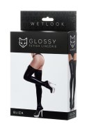Glossy Shiny Wetlook stockings with a lace ELIZA - black L Glossy