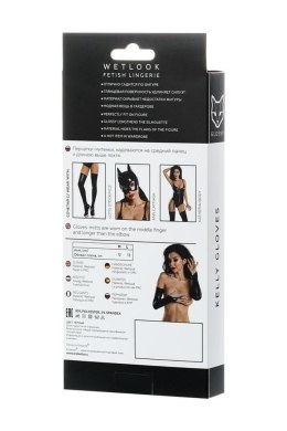 Glossy Wetlook gloves - black S Glossy