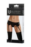 Glossy belt for stockings and panties ALMIRA - black S Glossy