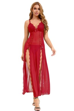 Long, sexy red nightgown + thong S\M Paris Hollywood