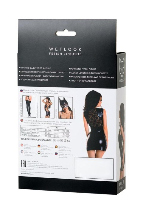 Wetlook black dress LULU - black XL Glossy