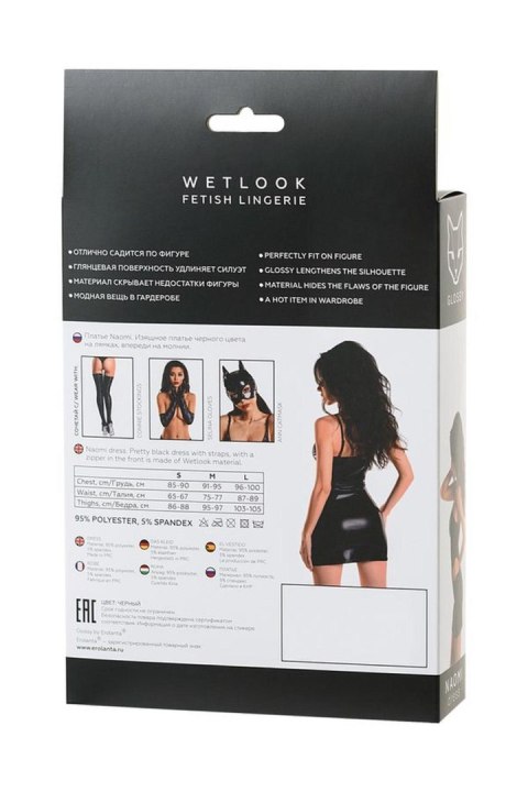 Wetlook black dress NAOMI - black XL Glossy